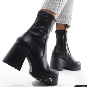 Chunky Black Sock Boots